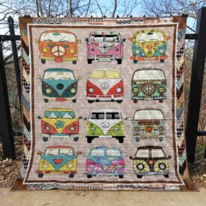 Hippie Car Quilt Blanket  Quilt